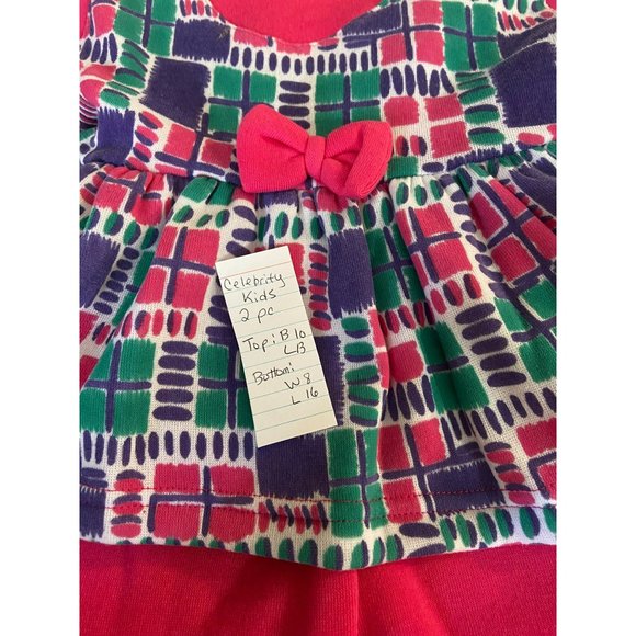 Celebrity Kids Multicolor Top Pink Bottoms Patch On Sleeves 12 Months 2 Piece Se - Picture 10 of 10